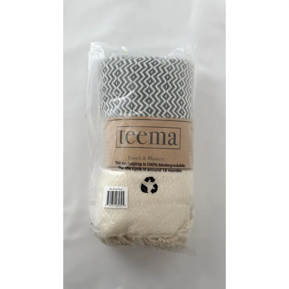 Teema Grey Zion Organic Cotton Turkish Towel Bath Sheet Blanket 70